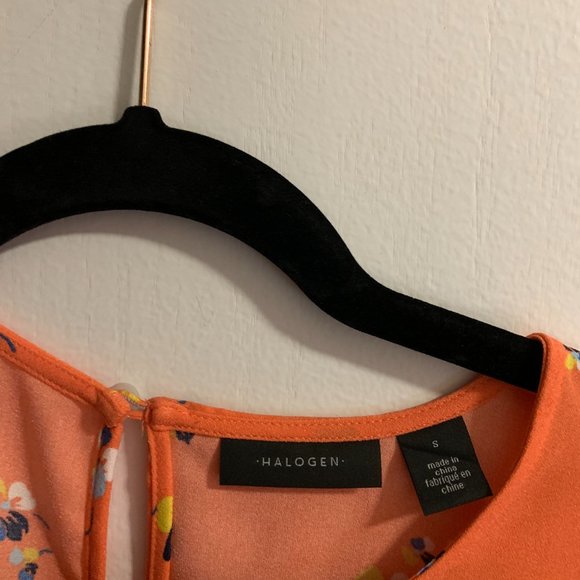 NWOT Halogen Cap Sleeve Blouse Orange Floral, Size Small - Picture 3 of 3